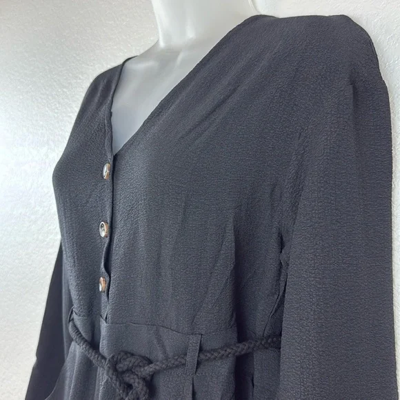 Area Stars Long Sleeve Button Front Belted Jumpsuit Bella Black Size X-Small NWT - Picture 7 of 10